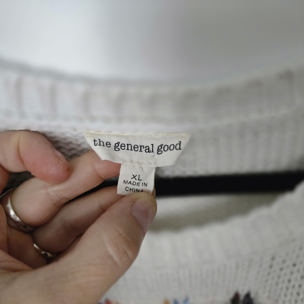The General Good, Size XL, White And Multicolor Knit Sweater - Picture 3 of 9